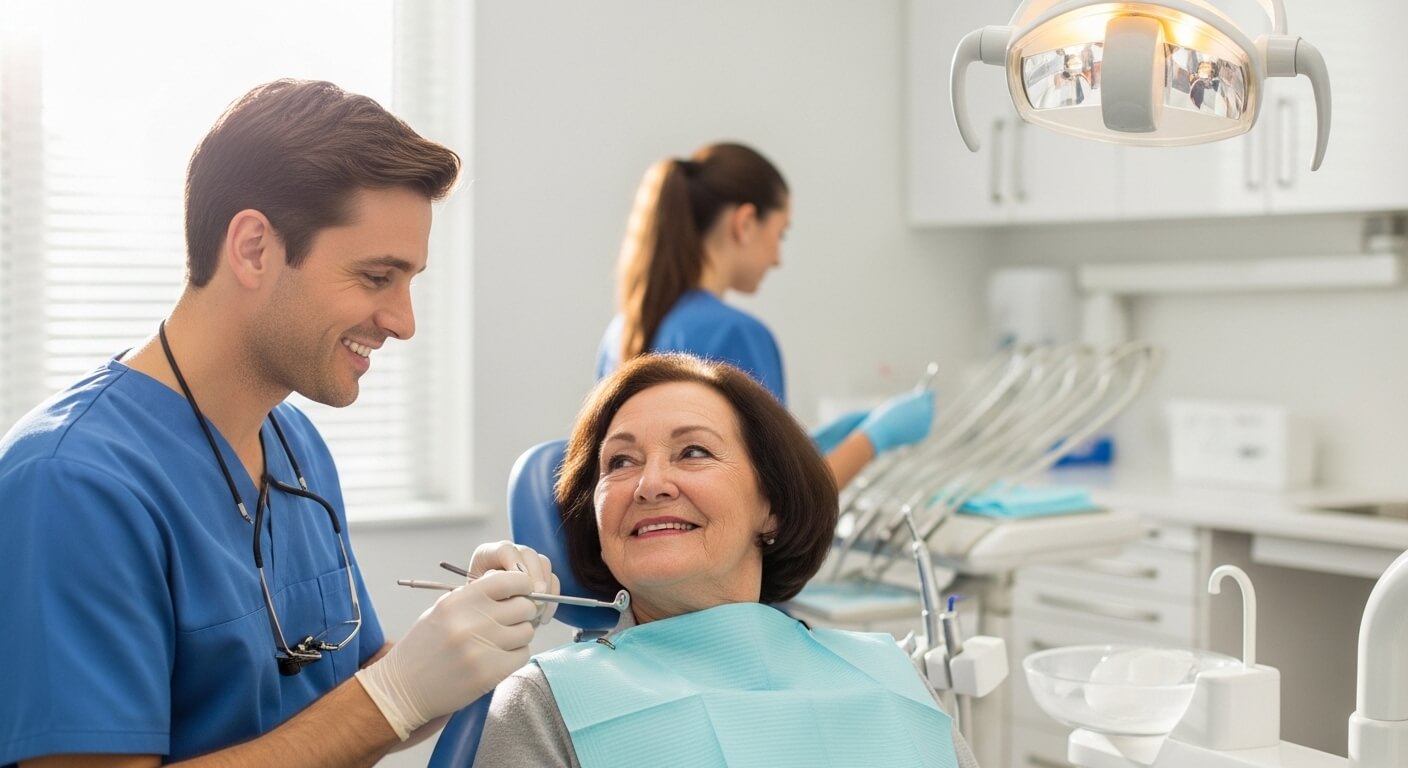 Dentista utilizando tecnologia avançada para tratamento